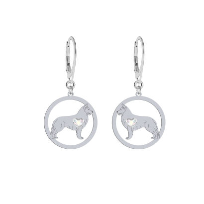 Kolczyki z psem Biały Owczarek Szwajcarski srebro - MEJK Jewellery