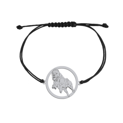 Bransoletka z psem Dog Argentyński srebro sznurek GRAWER GRATIS - MEJK Jewellery