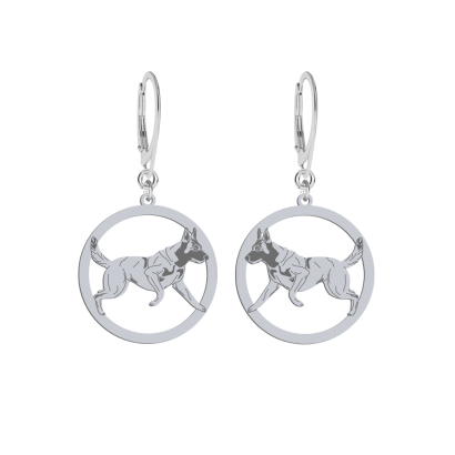 Silver Malinois earrings, FREE ENGRAVING - MEJK Jewellery