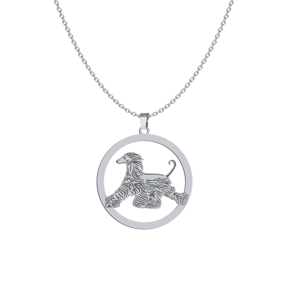 Naszyjnik z psem Chartem Afgańskim srebro GRAWER GRATIS - MEJK Jewellery