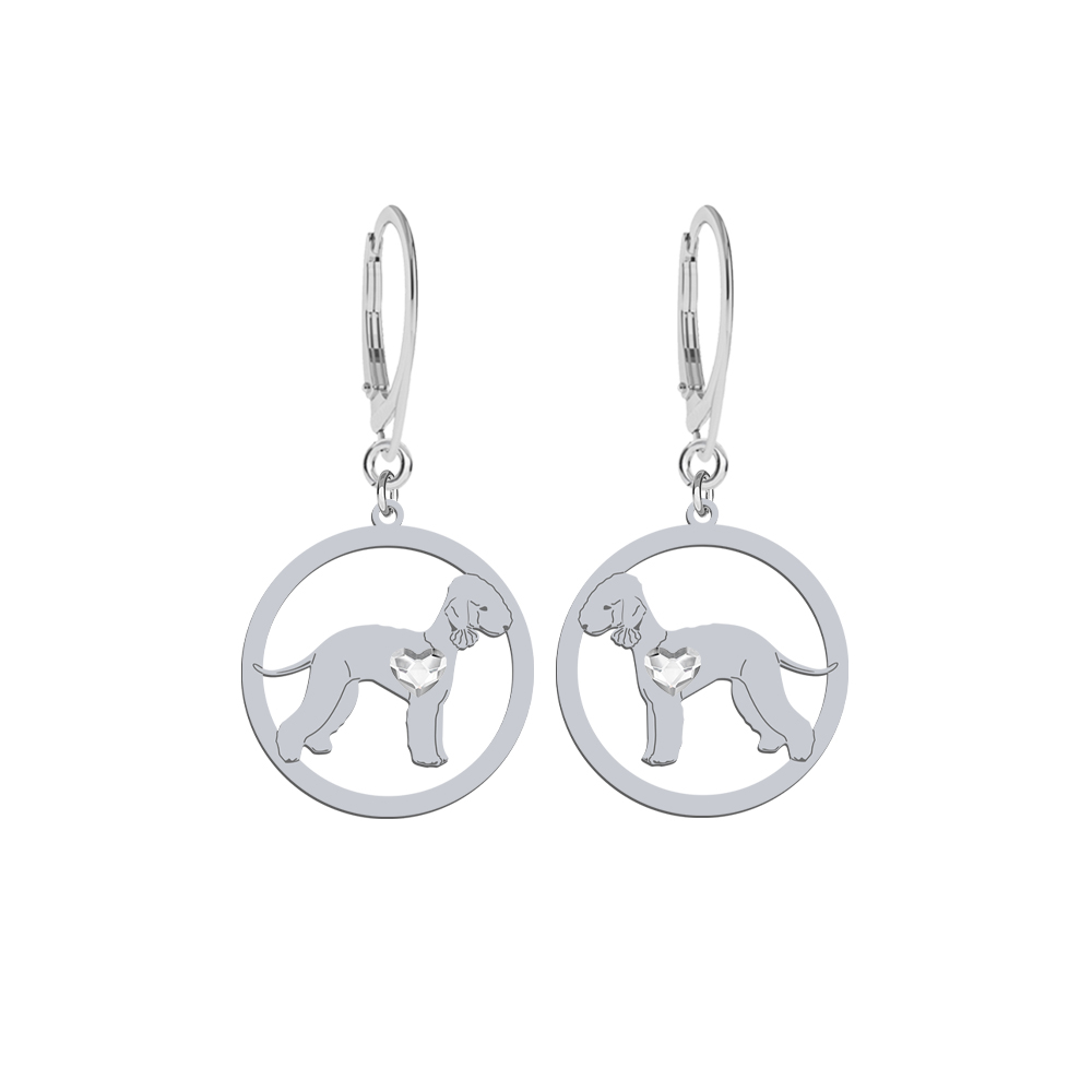Silver Bedlington Terrier engraved earrings - MEJK Jewellery