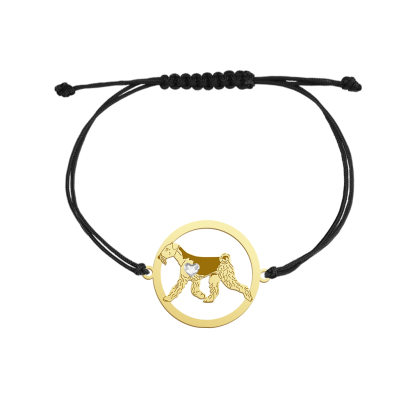 Bransoletka Pozłacana na sznurku Airedale Terrier GRAWER GRATIS - MEJK Jewellery