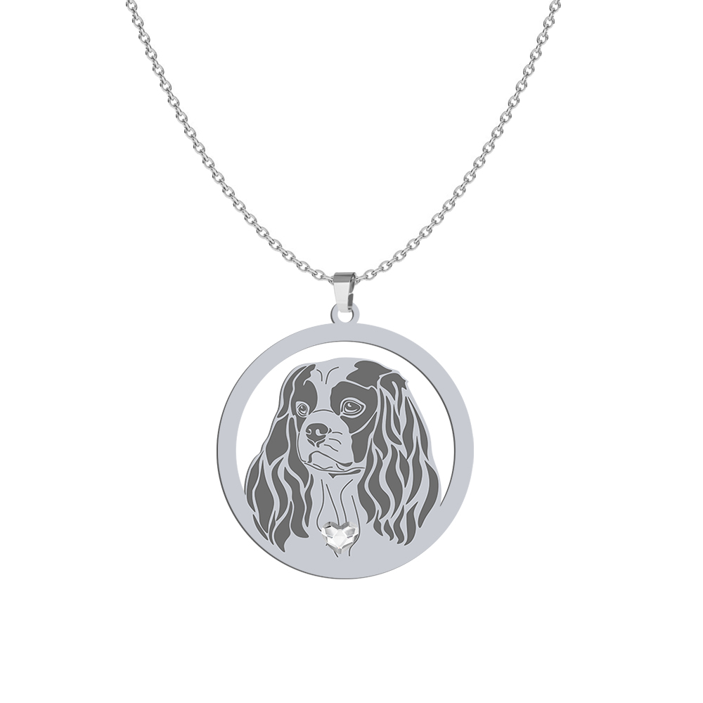 Silver Cavalier King Charles Spaniel engraved necklace  - MEJK Jewellery