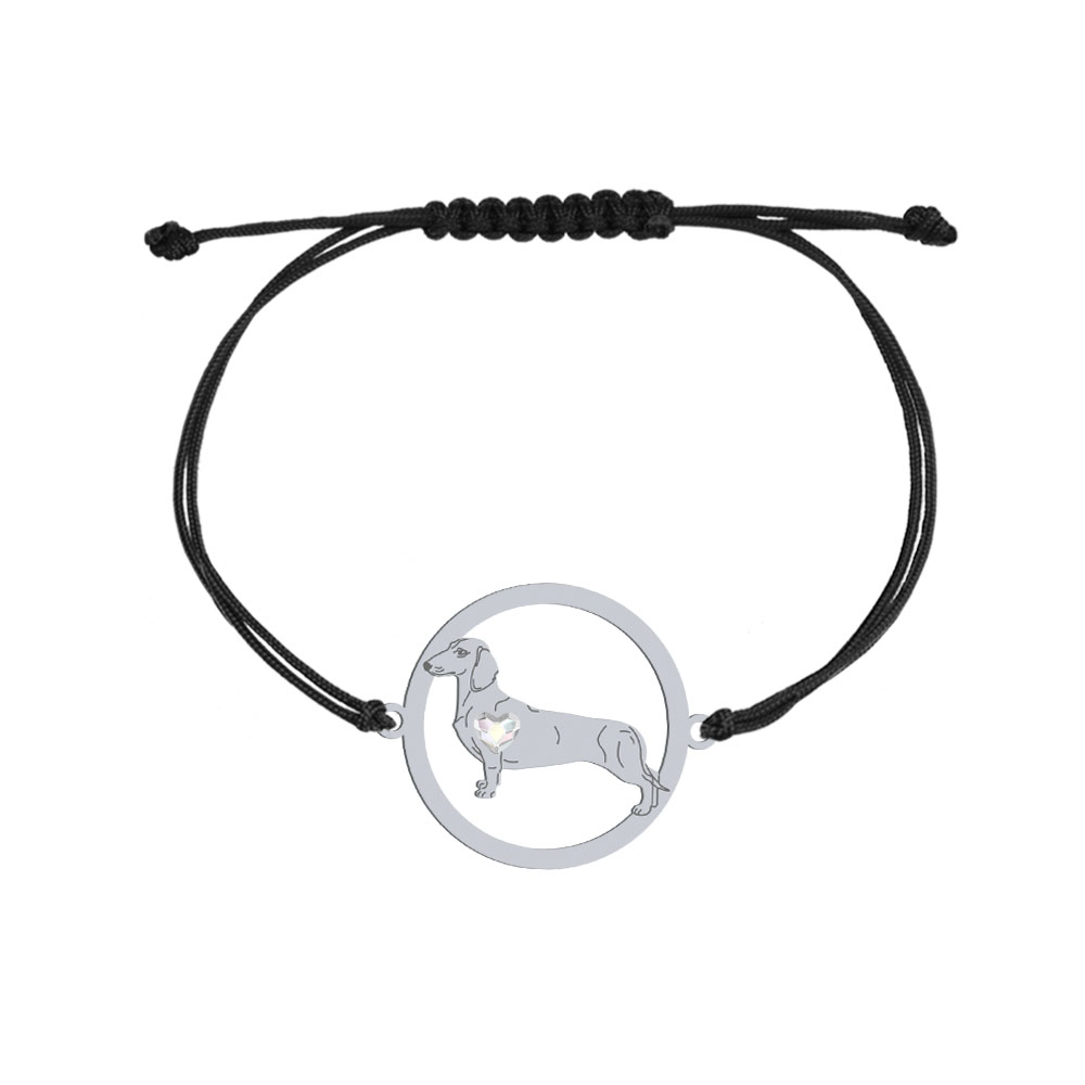 Silver Short-haired dachshund string bracelet, FREE ENGRAVING - MEJK Jewellery