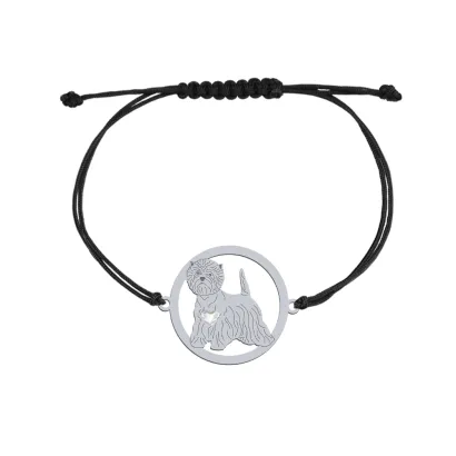 Bransoletka z psem West Highland White Terrier srebro sznurek GRAWER GRATIS - MEJK Jewellery