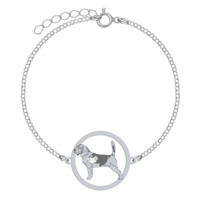 Bransoletka z psem sercem Beagle srebro - MEJK Jewellery