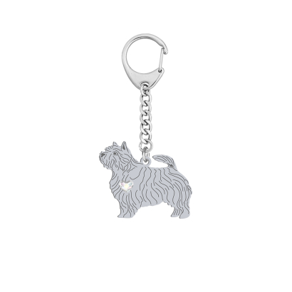 Silver Norwich Terrier keyring with a heart, FREE ENGRAVING - MEJK Jewellery