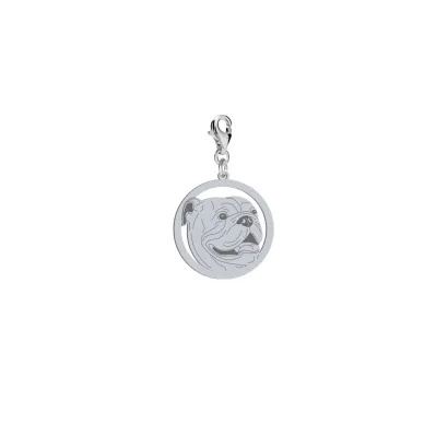 Charms z psem grawerem Bulldog Angielski srebro - MEJK Jewellery