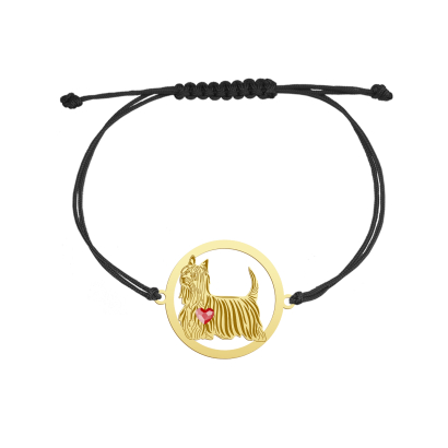 Bransoletka pozłacana Australian Silky Terrier sznurek GRAWER GRATIS - MEJK Jewellery