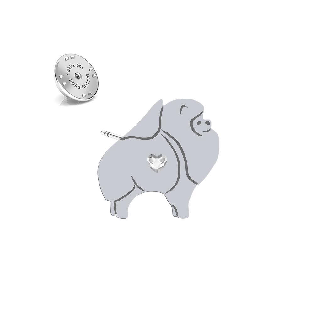 Silver Pomeranian jewellery pin - MEJK Jewellery