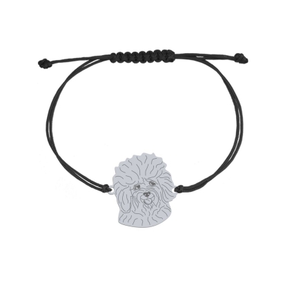 Silver Bichon Bolognese Dog engraved string bracelet - MEJK Jewellery