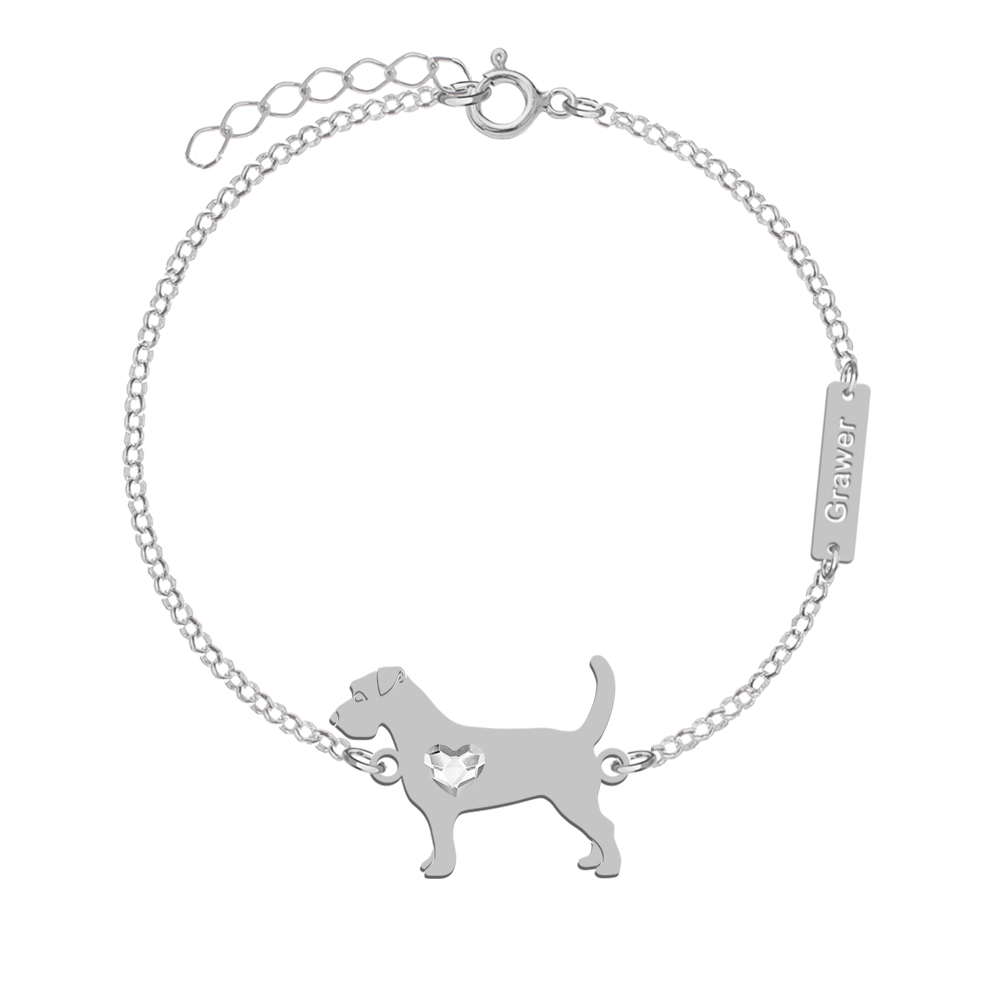 Silver Long-haired Jack Russell Terrier bracelet, FREE ENGRAVING - MEJK Jewellery