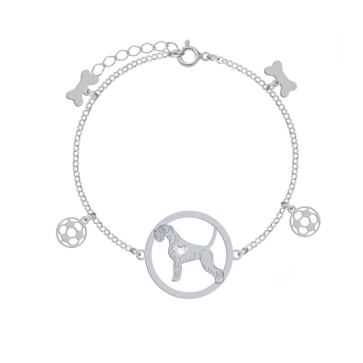 Silver Schnauzer bracelet with a heart, FREE ENGRAVING - MEJK Jewellery