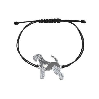 Bransoletka z psem sercem Lakeland Terrier sznurek GRAWER GRATIS - MEJK Jewellery