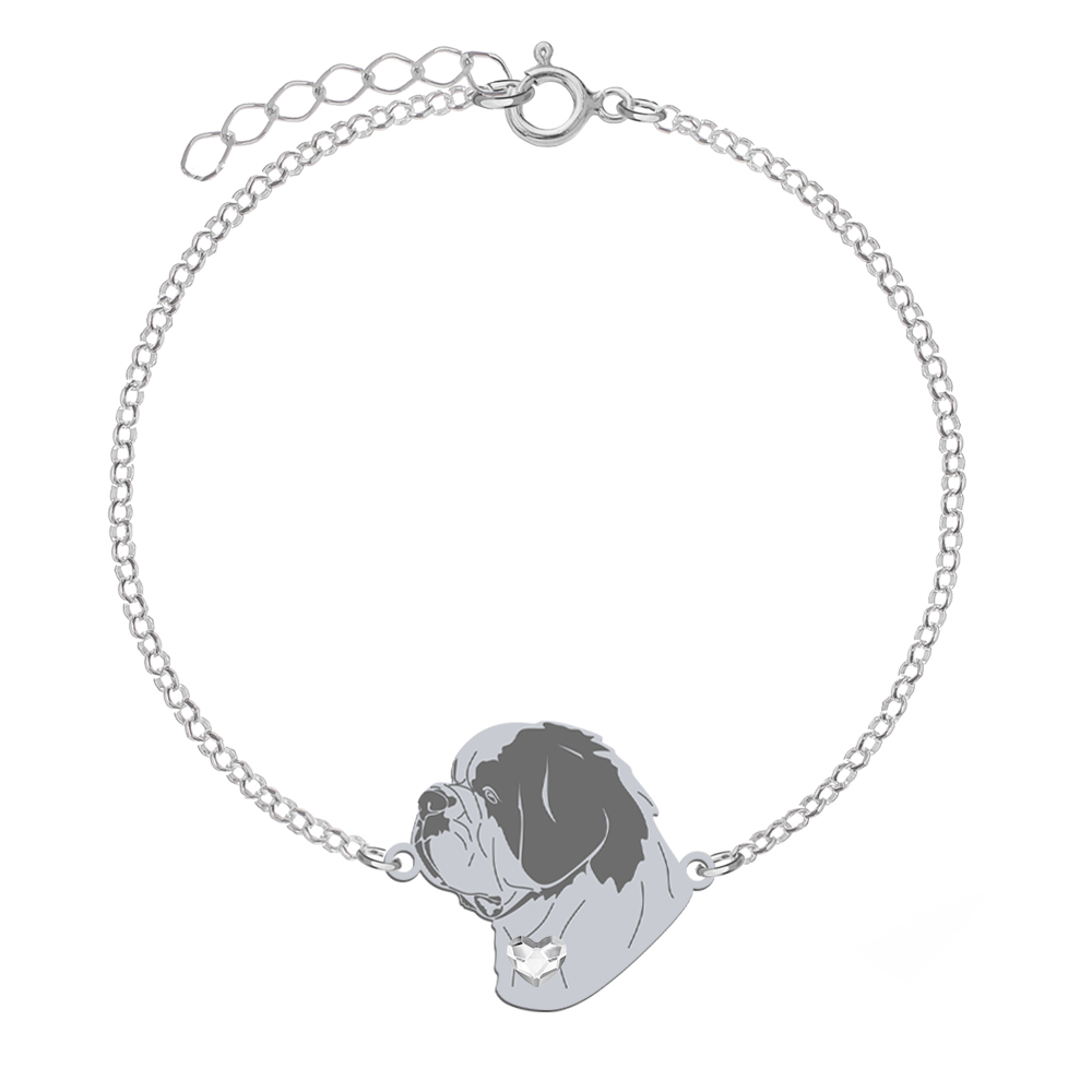 Silver Saint Bernard engraved bracelet - MEJK Jewellery
