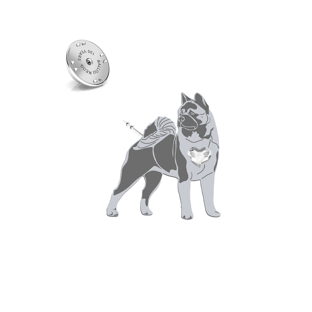 Wpinka z psem Akita Amerykańska srebro - MEJK Jewellery