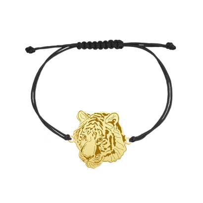 Bransoletka Pozłacana Tygrys na sznurku GRAWER GRATIS - MEJK Jewellery