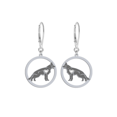 Silver Black German Shepherd earrings, FREE ENGRAVING - MEJK Jewellery