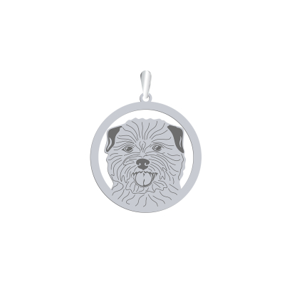 Silver Norfolk terrier engraved pendant with a heart - MEJK Jewellery