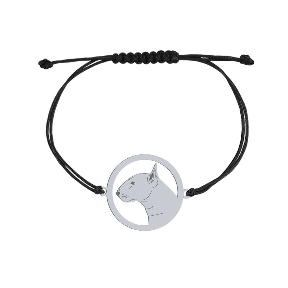 Silver Bull Terrier engraved string bracelet - MEJK Jewellery