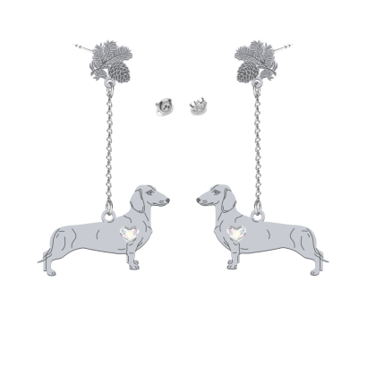 Silver Short-haired dachshund earrings, FREE ENGRAVING - MEJK Jewellery