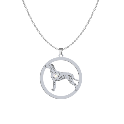 Silver Dalmatian engraved necklace with a heart - MEJK Jewellery