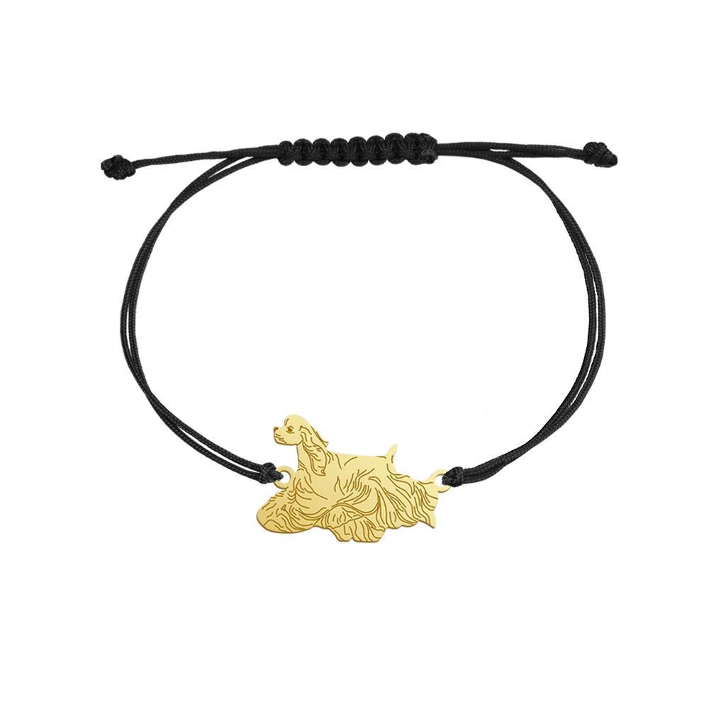 Silver American Cocker Spaniel string bracelet, FREE ENGRAVING - MEJK Jewellery