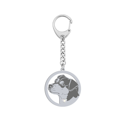 Silver Brazilian Terrier keyring with a heart, FREE ENGRAVING - MEJK Jewellery