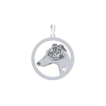 Zawieszka z psem sercem Greyhound srebro GRAWER GRATIS - MEJK Jewellery