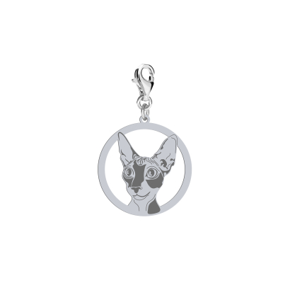 Silver Cornish Rex Cat charms, FREE ENGRAVING - MEJK Jewellery