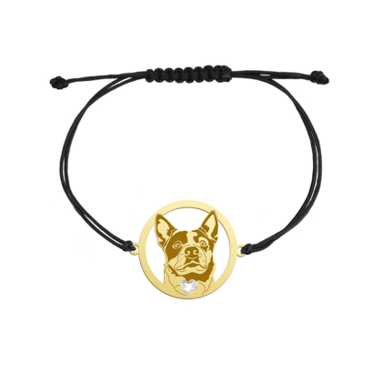 Bransoletka Pozłacana z Australian Cattle Dog sznurek GRAWER GRATIS - MEJK Jewellery