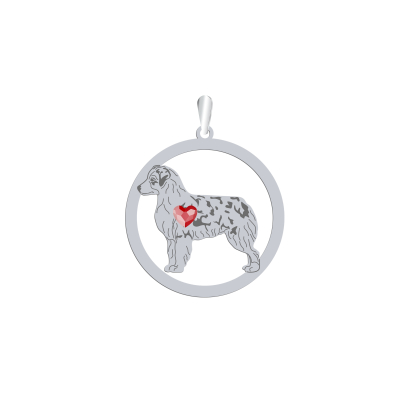 Zawieszka z sercem psem Miniaturowy Owczarek Amerykański srebro GRAWER GRATIS - MEJK Jewellery