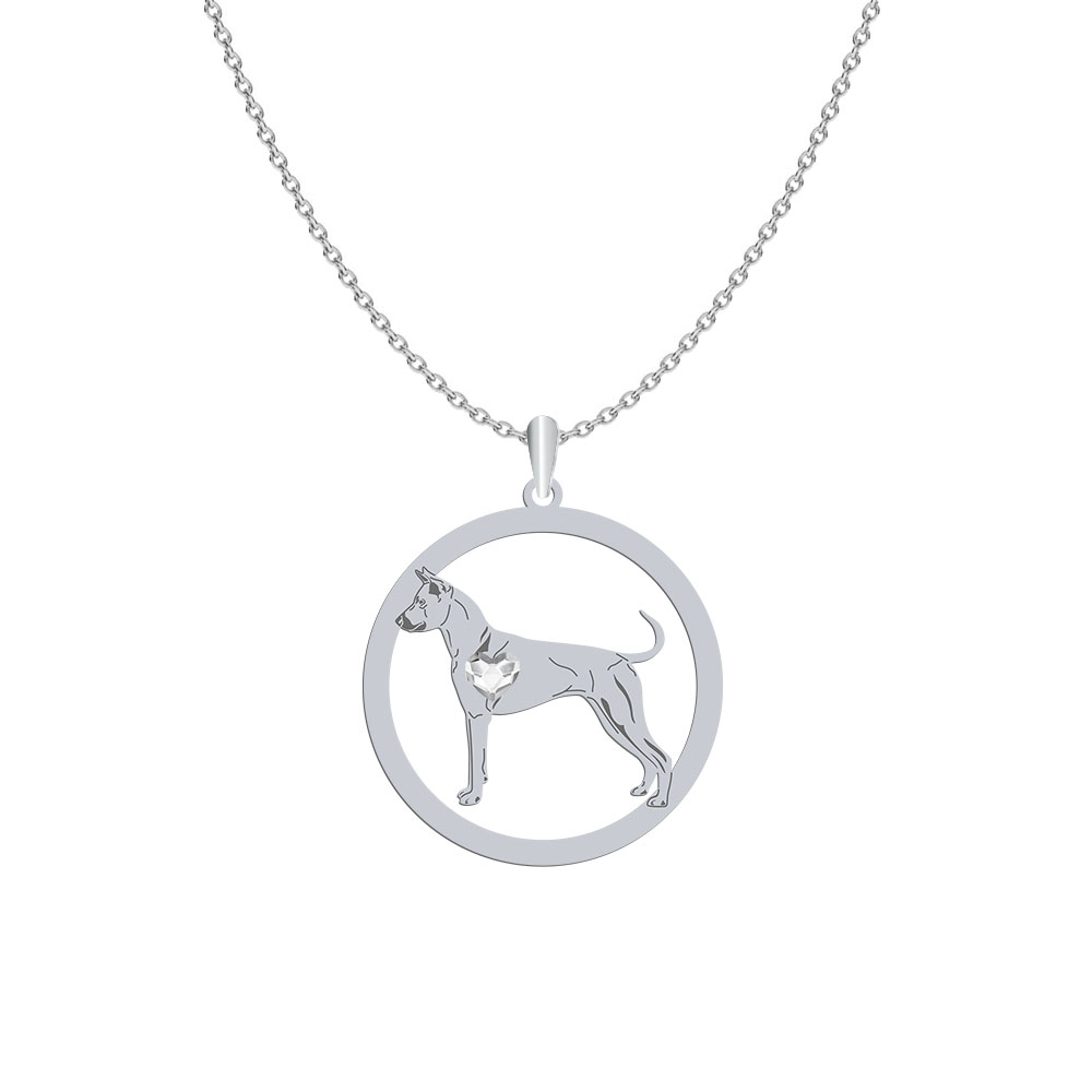 Silver Thai Ridgeback  engraved necklace with a heart - MEJK Jewellery