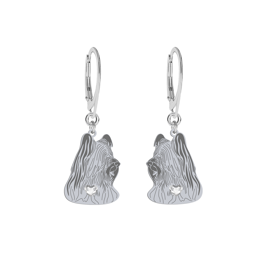 Skye Terrier earrings with a heart, FREE ENGRAVING - MEJK Jewellery