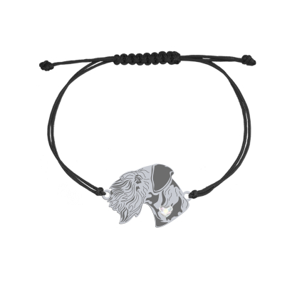 Bransoletka z psem Cesky Terrier srebro sznurek GRAWER GRATIS - MEJK Jewellery