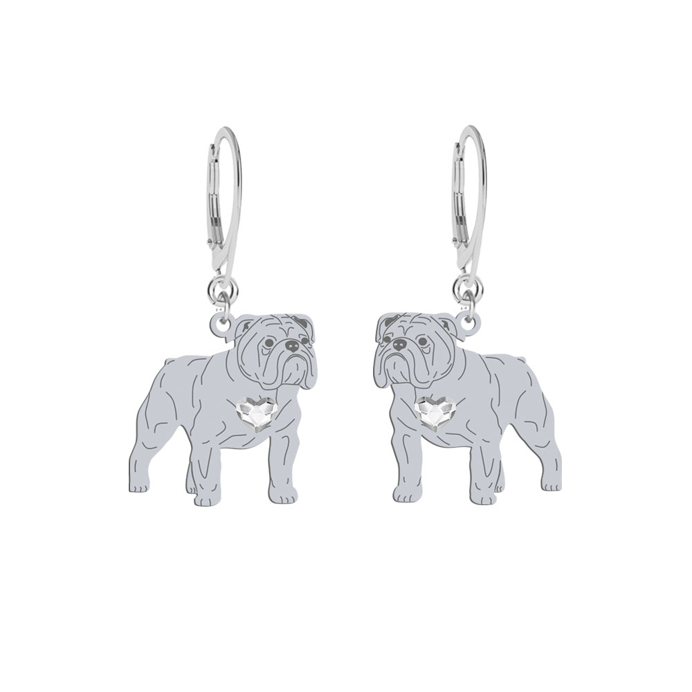 Silver English Bulldog engrraved earrings - MEJK Jewellery