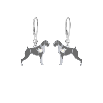 Kolczyki z psem German Boxer srebro GRAWER GRATIS - MEJK Jewellery