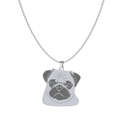 Naszyjnik z psem Pug srebro GRAWER GRATIS - MEJK Jewellery