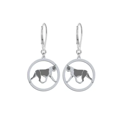 Kolczyki z psem grawerem Boston Terrier  srebro - MEJK Jewellery