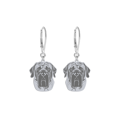 Kolczyki z psem Mastifem Angielskim srebro GRAWER GRATIS - MEJK Jewellery