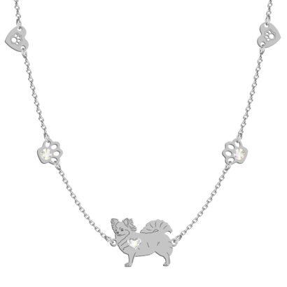 Silver Long-haired Chihuahua engraved necklace - MEJK Jewellery