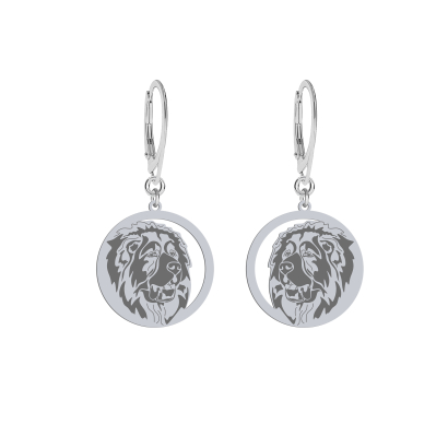 Silver Caucasian Shepherd Dog earrings, FREE ENGRAVING - MEJK Jewellery