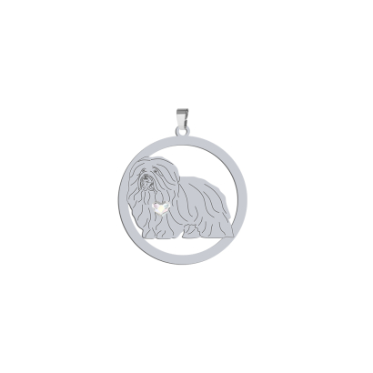 Silver Coton de Tulear pendant with a heart, FREE ENGRAVING - MEJK Jewellery