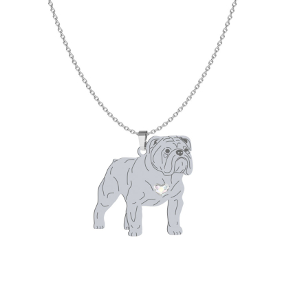 Naszyjnik z psem sercem Bulldog Angielski srebro GRAWER GRATIS - MEJK Jewellery