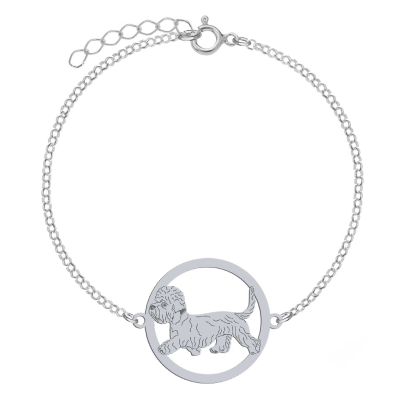 Bransoletka z psem Dandie Dinmont Terrier srebro GRAWER GRATIS - MEJK Jewellery