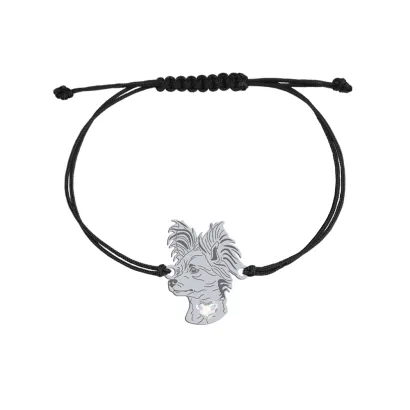 Bransoletka z sercem psem Rosyjski Toy srebro sznurek GRAWER GRATIS - MEJK Jewellery