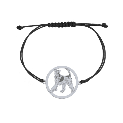 Silver Wire Fox Terrier string bracelet, FREE ENGRAVING - MEJK Jewellery