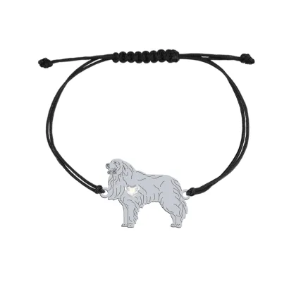 Bransoletka z psem Pyrenean Mountain Dog srebro sznurek GRAWER GRATIS - MEJK Jewellery