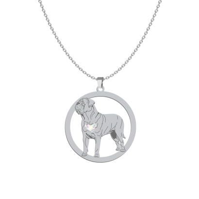 Silver Dog de Bordeaux necklace with a heart, FREE ENGRAVING - MEJK Jewellery