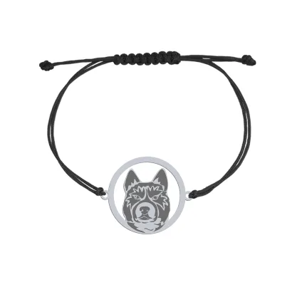 Bransoletka z grawerem psem Karelian Bear Dog srebro sznurek - MEJK Jewellery
